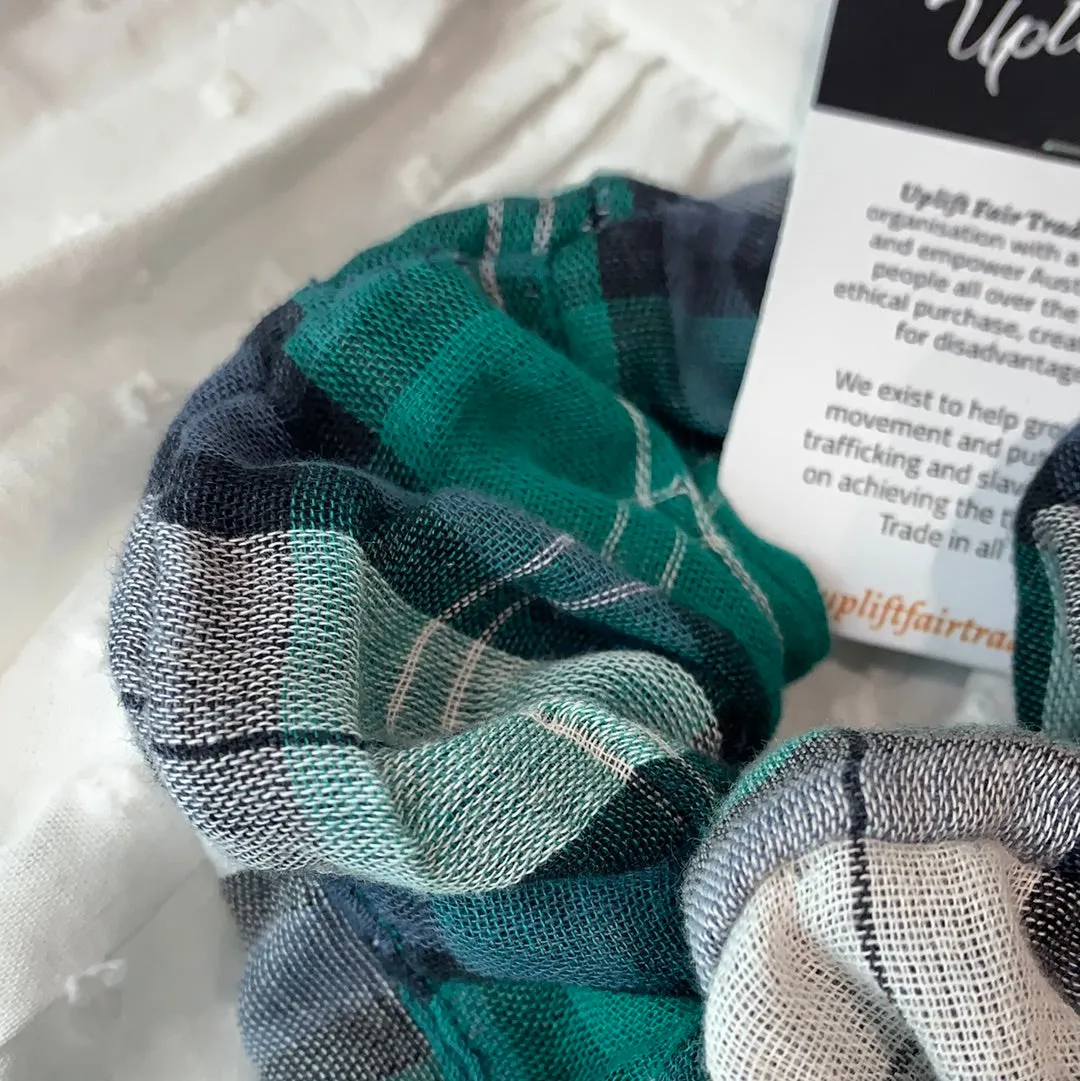 Fair Trade Checkered Fabric Scrunchies