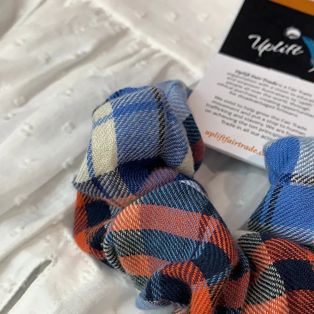 Fair Trade Checkered Fabric Scrunchies