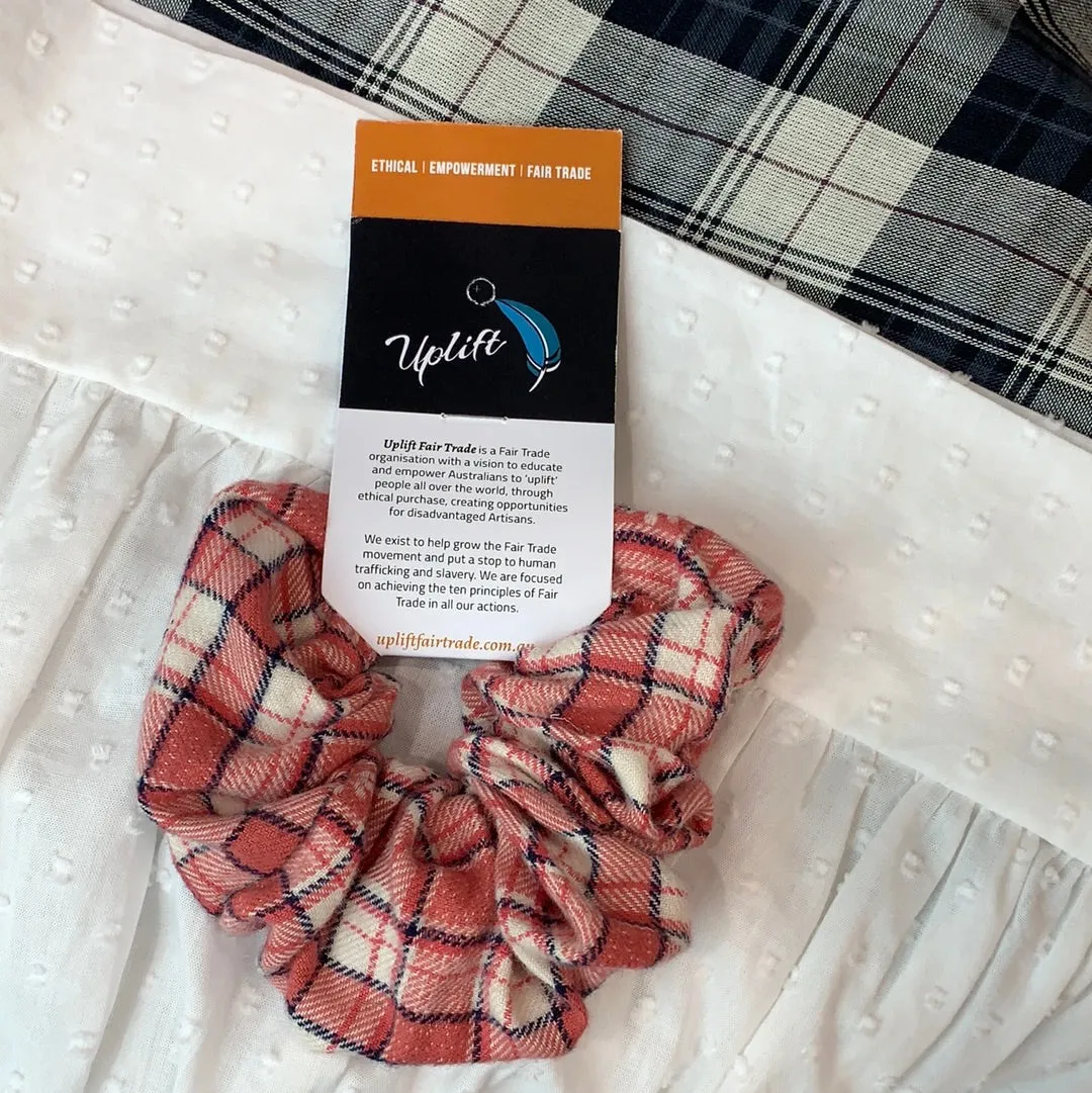 Fair Trade Checkered Fabric Scrunchies