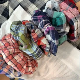 Fair Trade Checkered Fabric Scrunchies