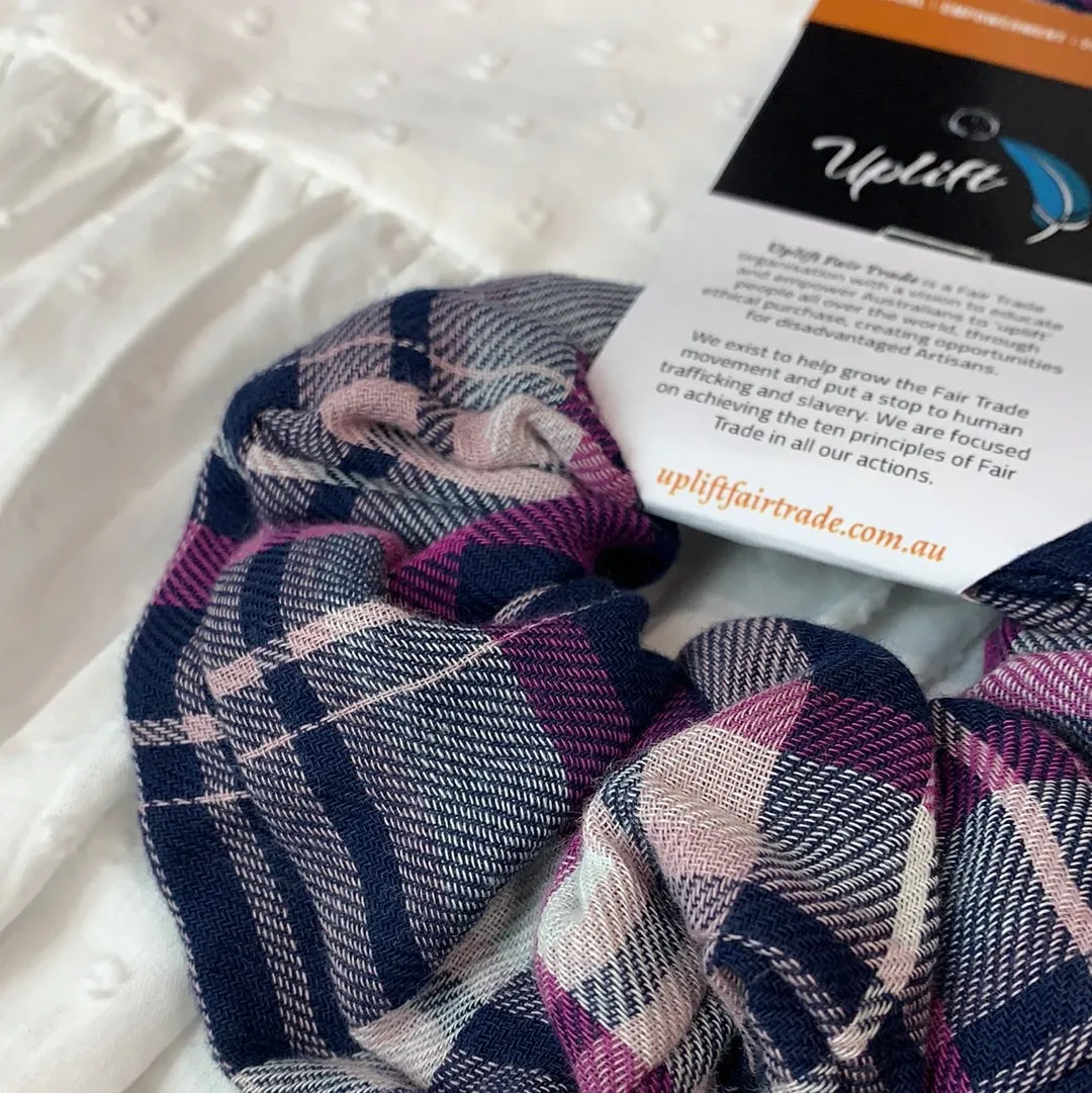 Fair Trade Checkered Fabric Scrunchies