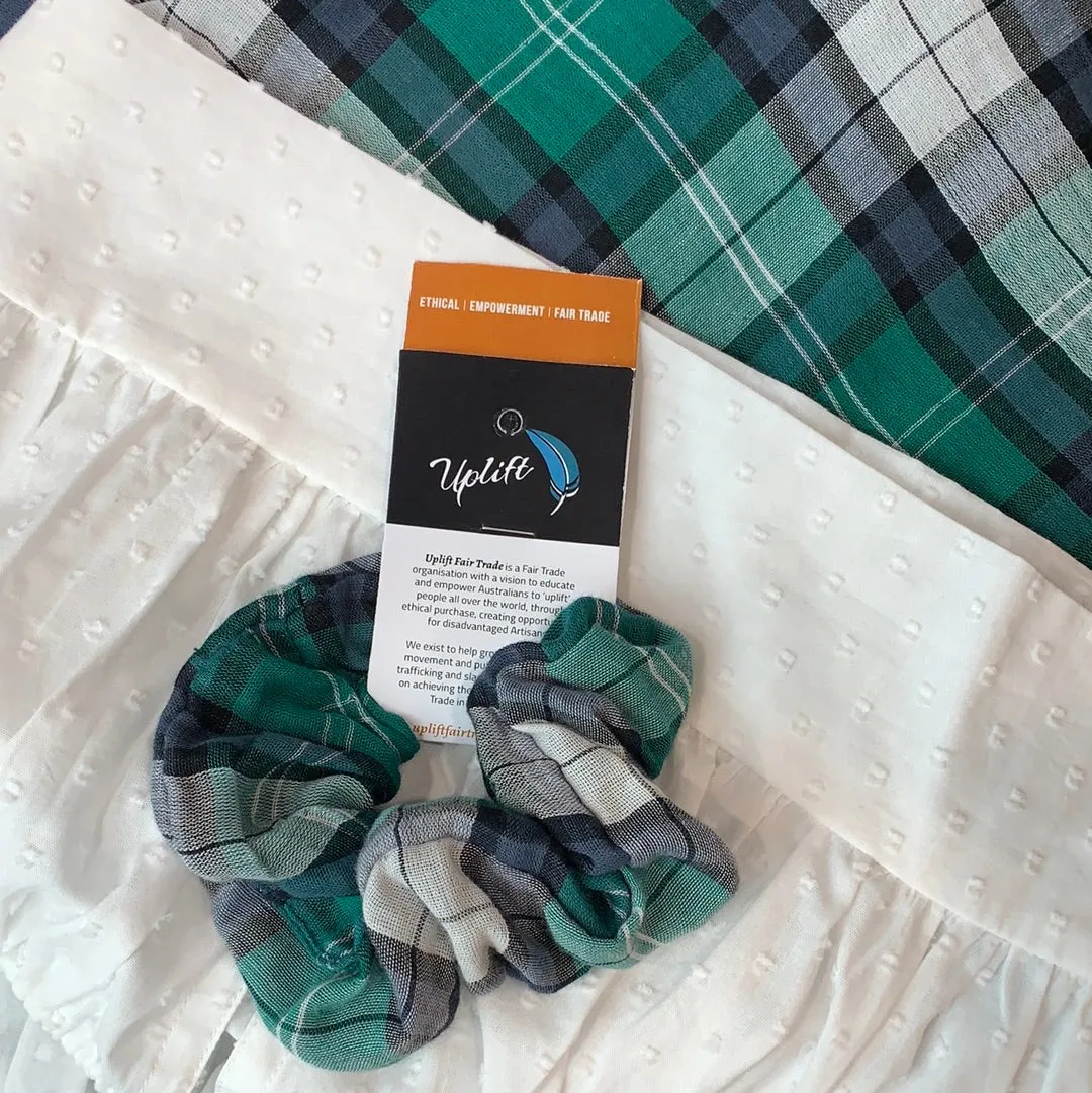 Fair Trade Checkered Fabric Scrunchies