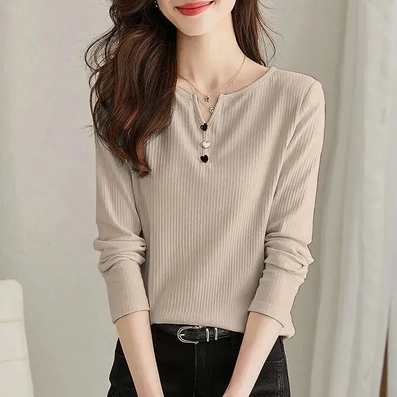 Fashion V-Neck Spliced Button All-match Blouse Female Clothing 2023 Autumn Winter New Oversized Casual Pullovers Commuter Shirt