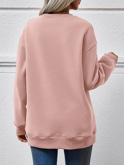 FELIZ NAVIDAD Round Neck Drop Shoulder Sweatshirt