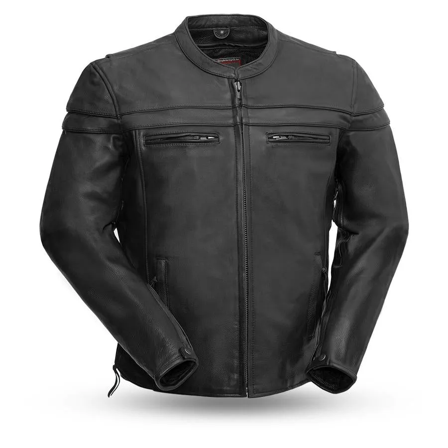 First Manufacturing FIM262NTCZ Men’s Black ‘The Maverick’ Motorcycle Leather Jacket