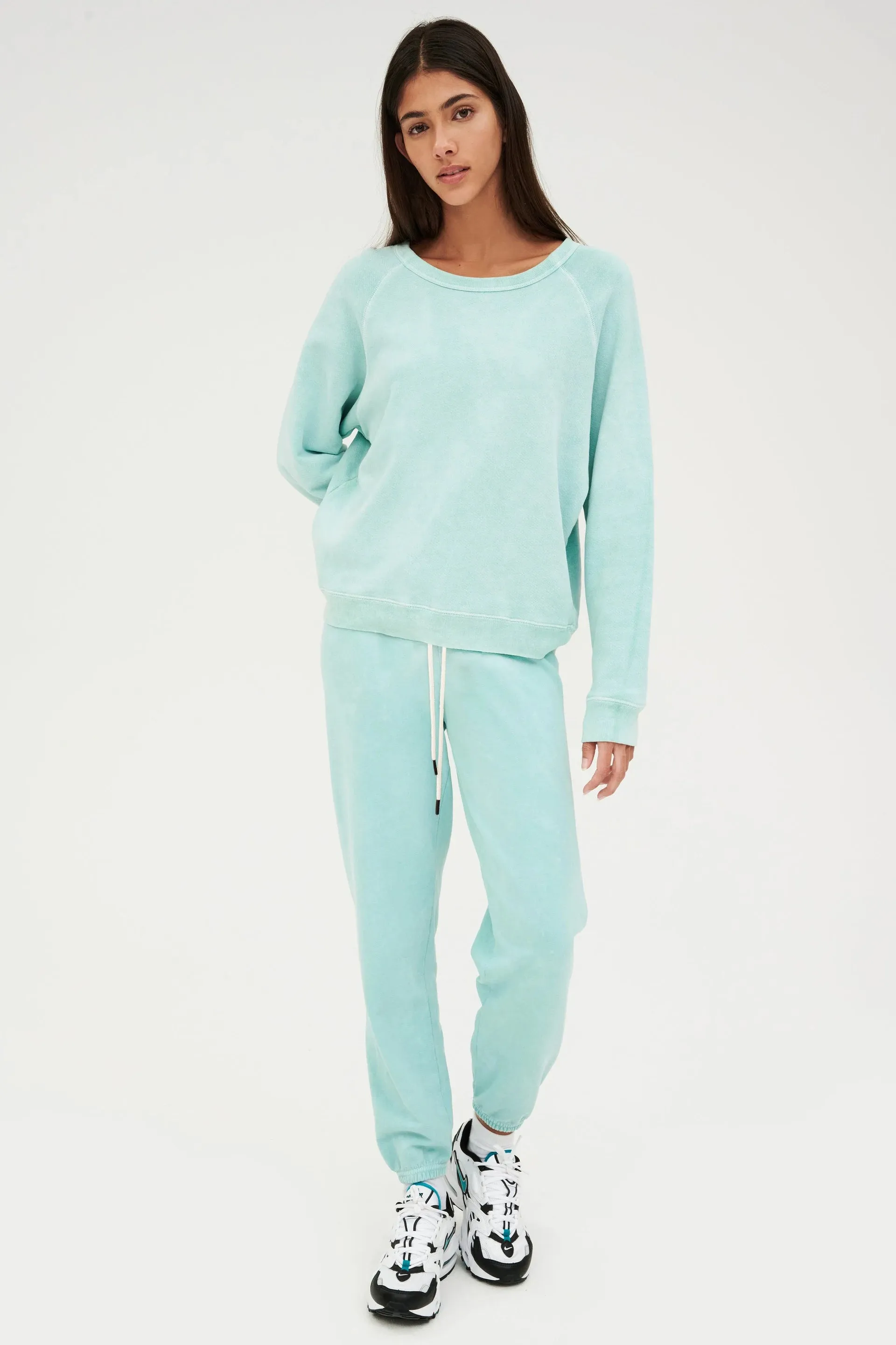 Flore French Terry Sweatshirt, Washed Jade