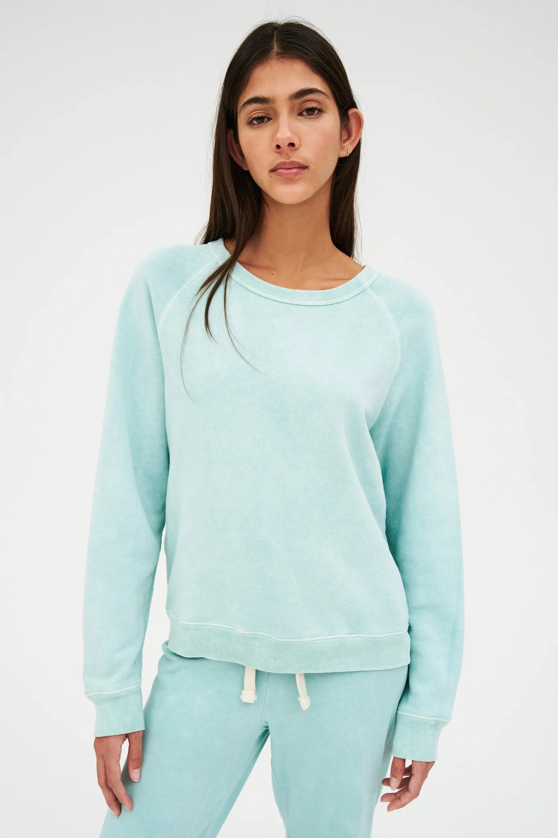 Flore French Terry Sweatshirt, Washed Jade