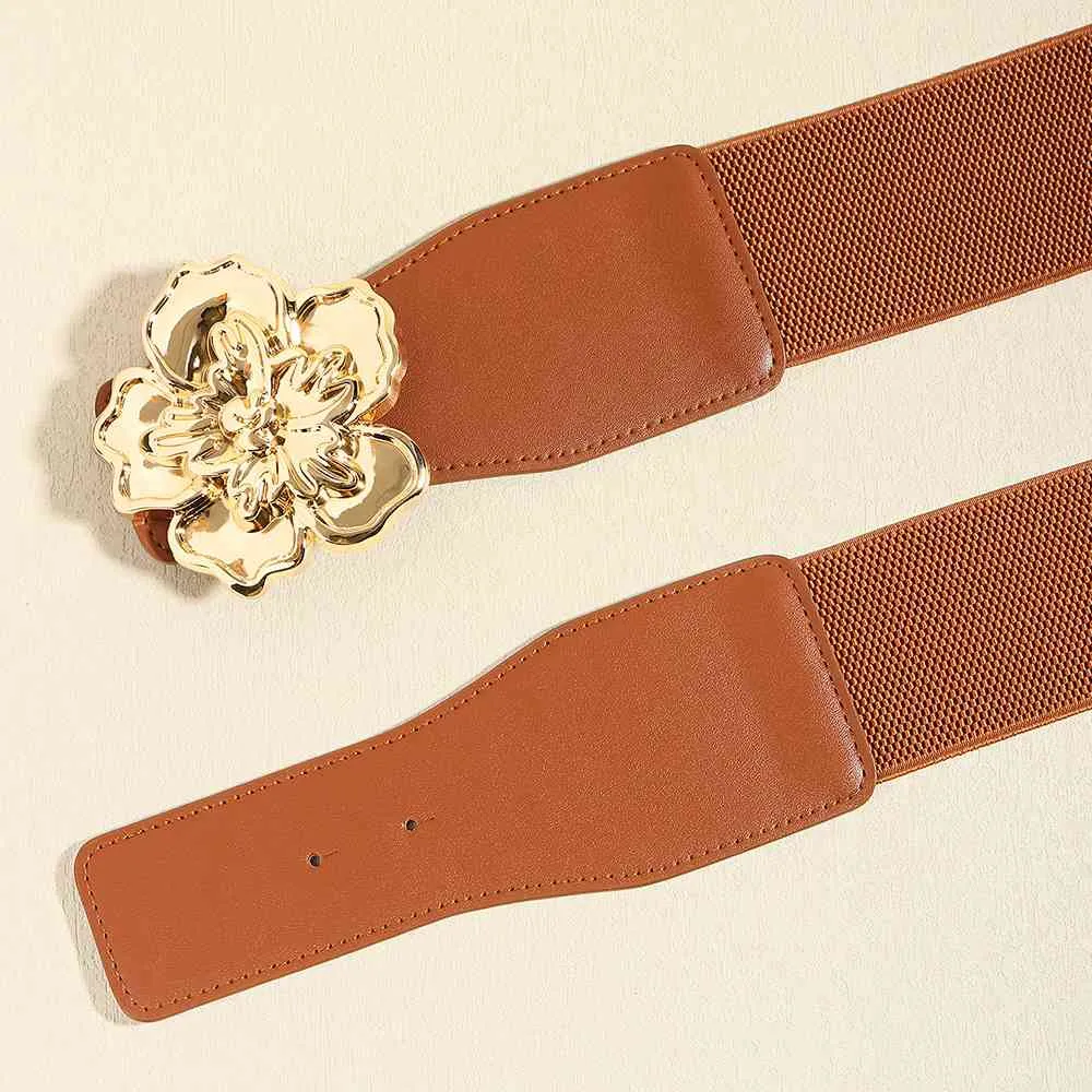 Flower Alloy Buckle Elastic Belt