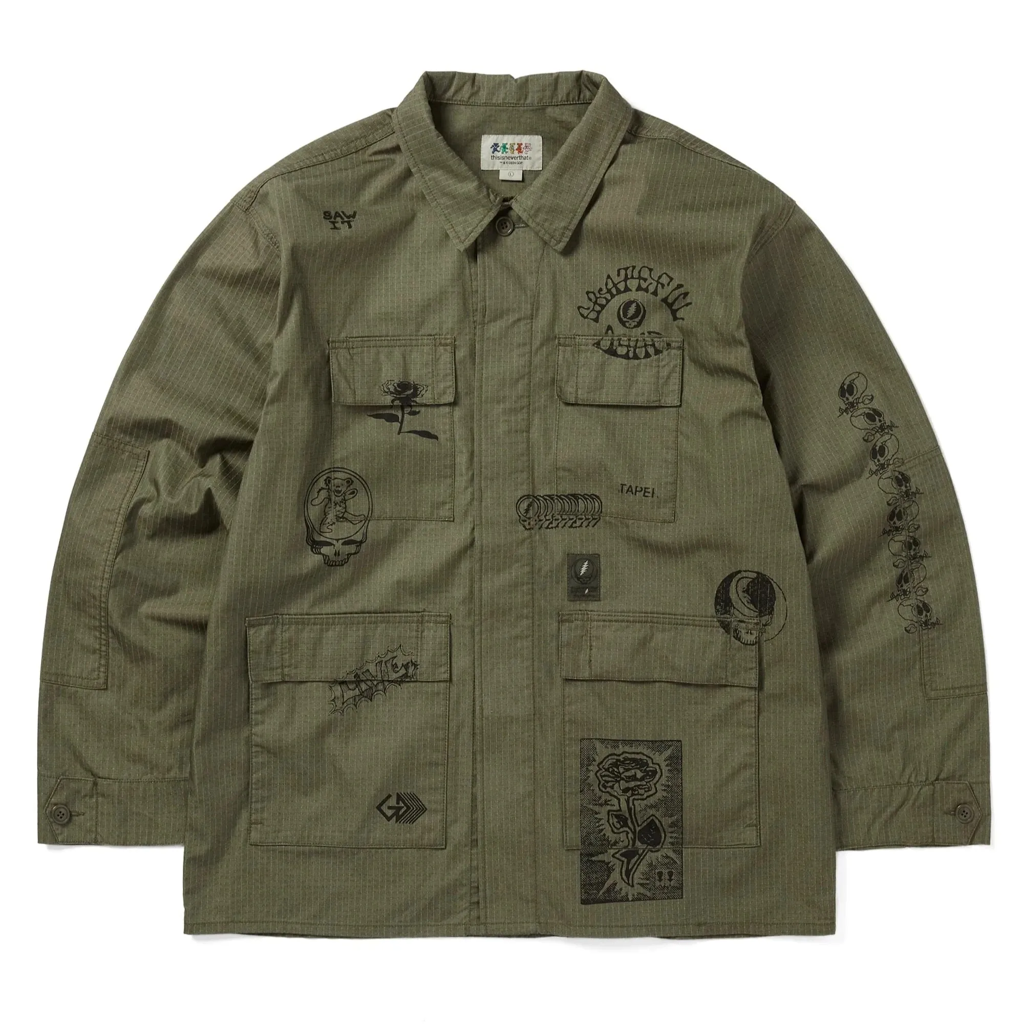 GD Iconography BDU Jacket Olive / THISISNEVERTHAT X GRATEFUL DEAD