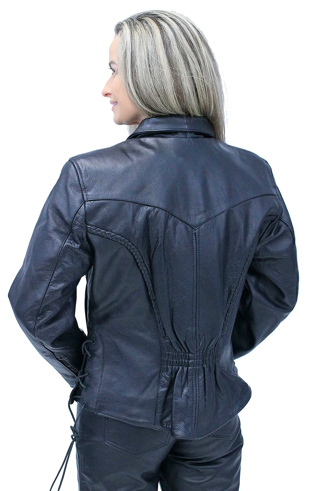 Genuine Leather Motorcycle Jacket for Women #L472ZL ()