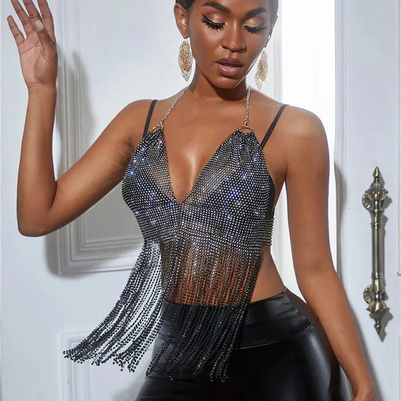 Gothic Party Corset Rhinestones Club Crop Top