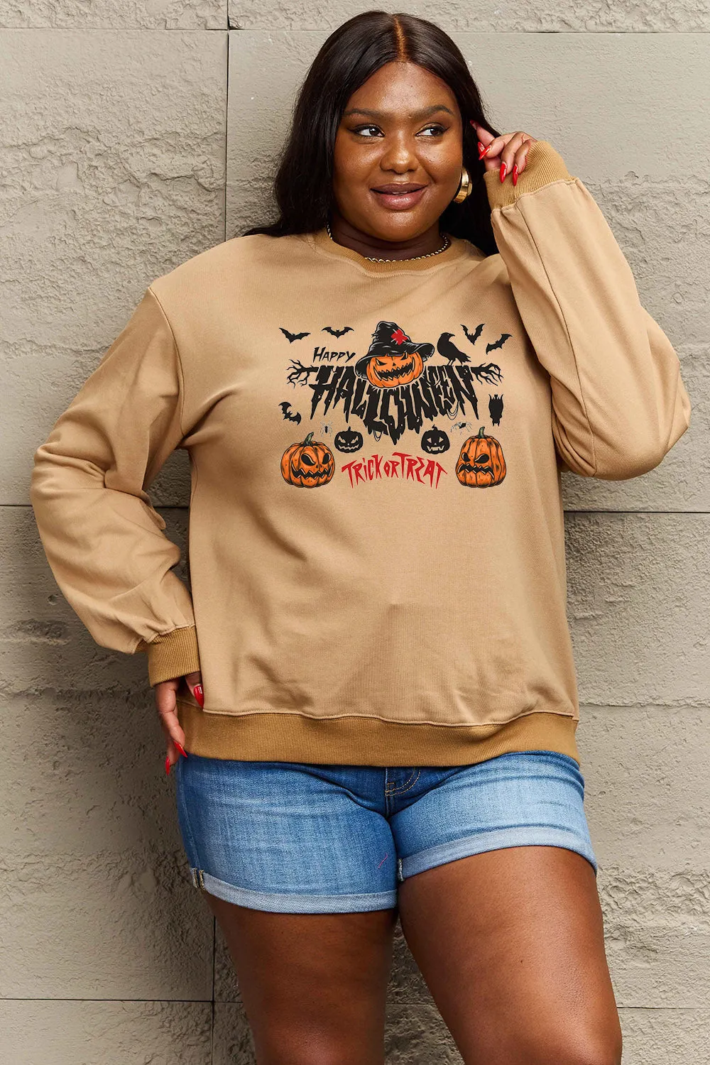 HAPPY HALLOWEEN TRICK OR TREAT Graphic Sweatshirt