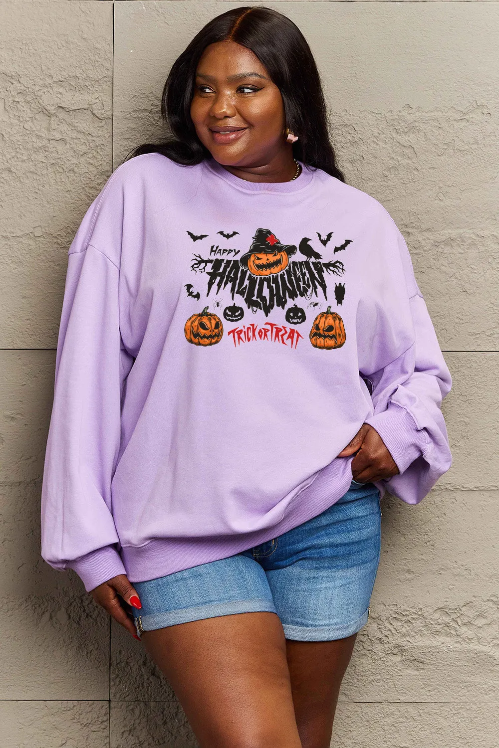 HAPPY HALLOWEEN TRICK OR TREAT Graphic Sweatshirt