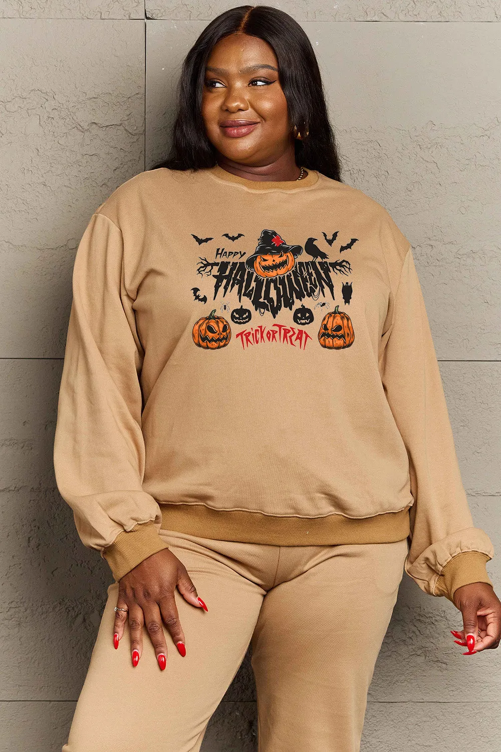 HAPPY HALLOWEEN TRICK OR TREAT Graphic Sweatshirt