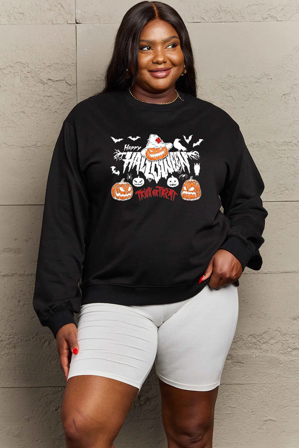 HAPPY HALLOWEEN TRICK OR TREAT Graphic Sweatshirt