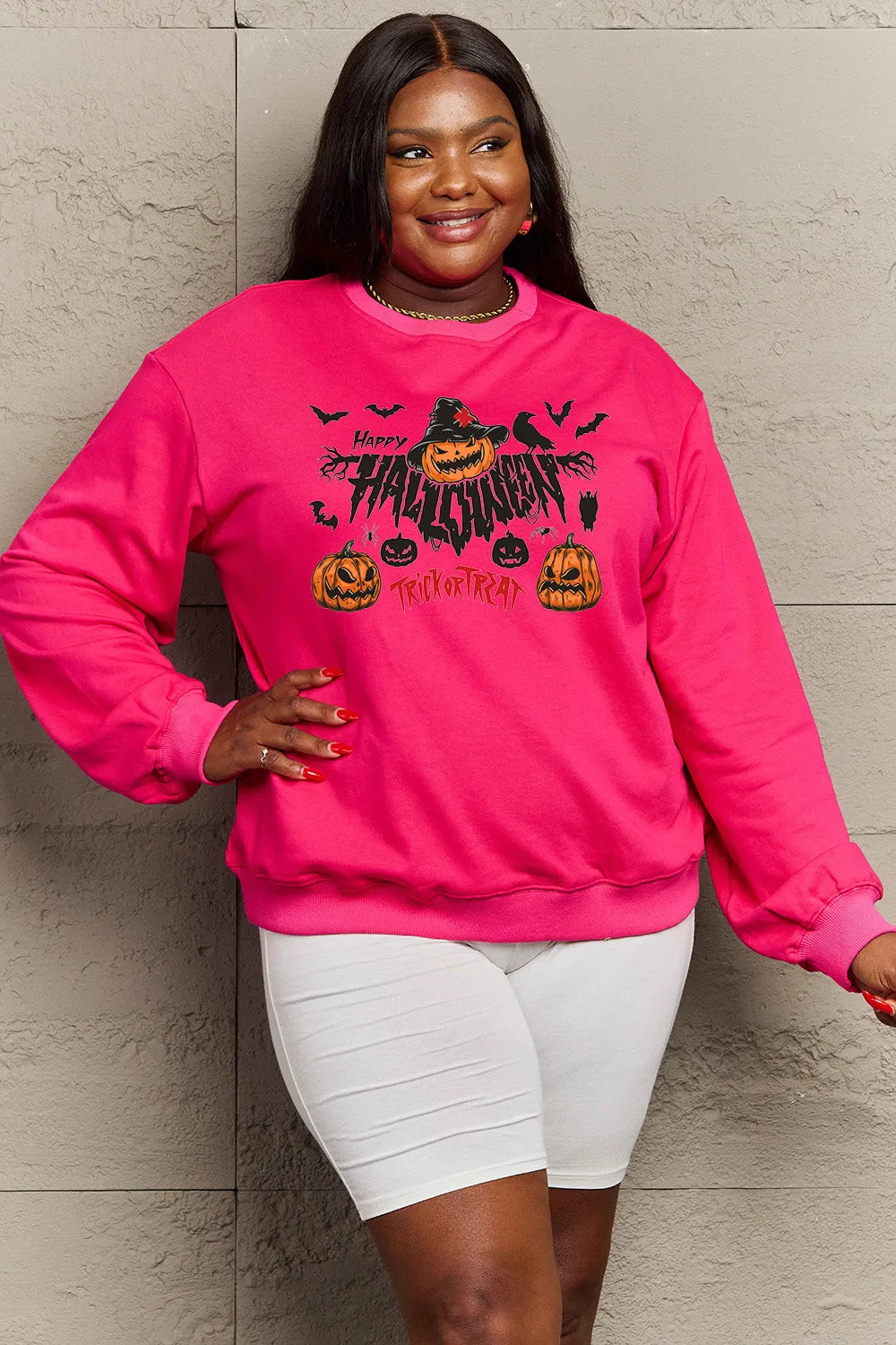 HAPPY HALLOWEEN TRICK OR TREAT Graphic Sweatshirt