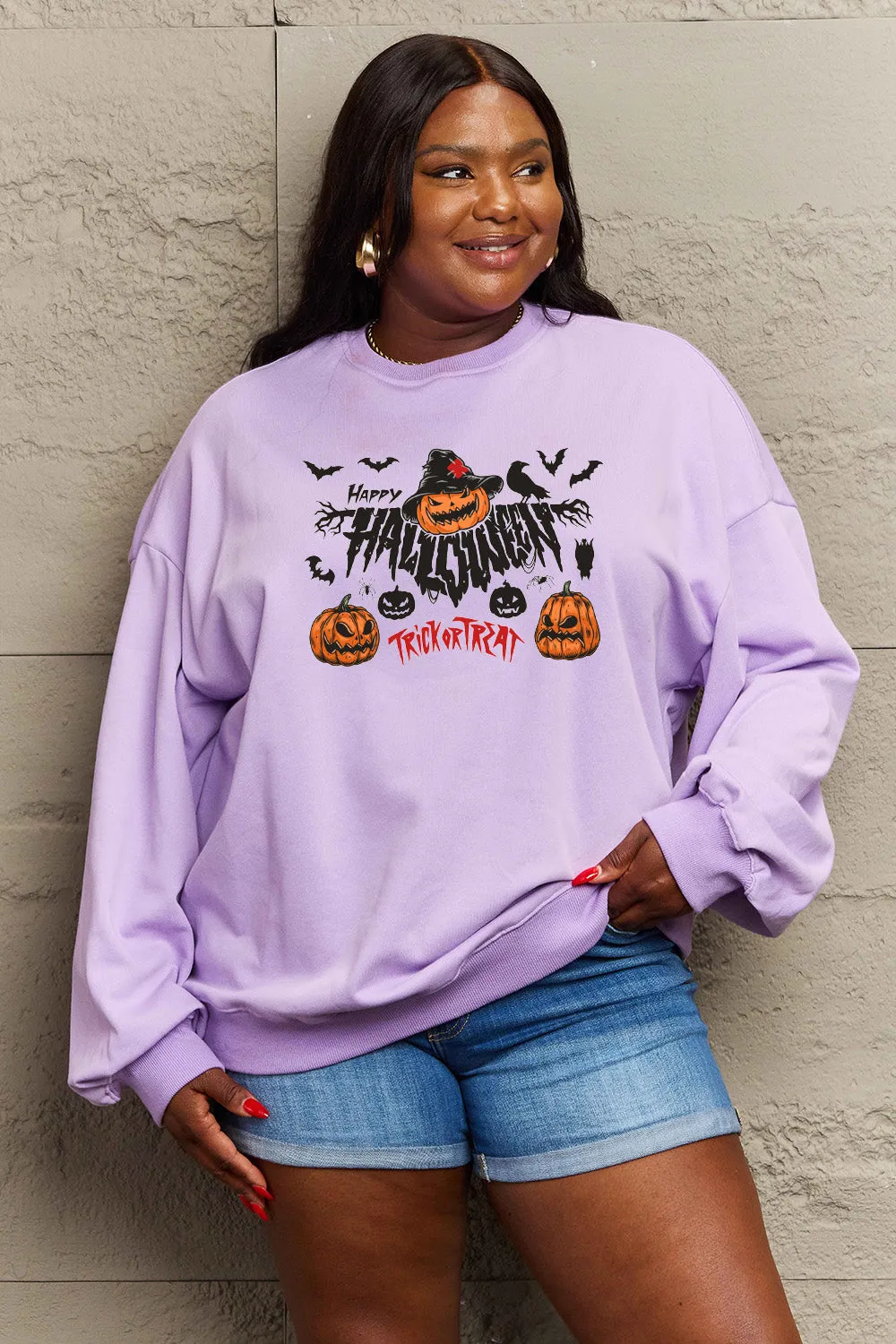 HAPPY HALLOWEEN TRICK OR TREAT Graphic Sweatshirt