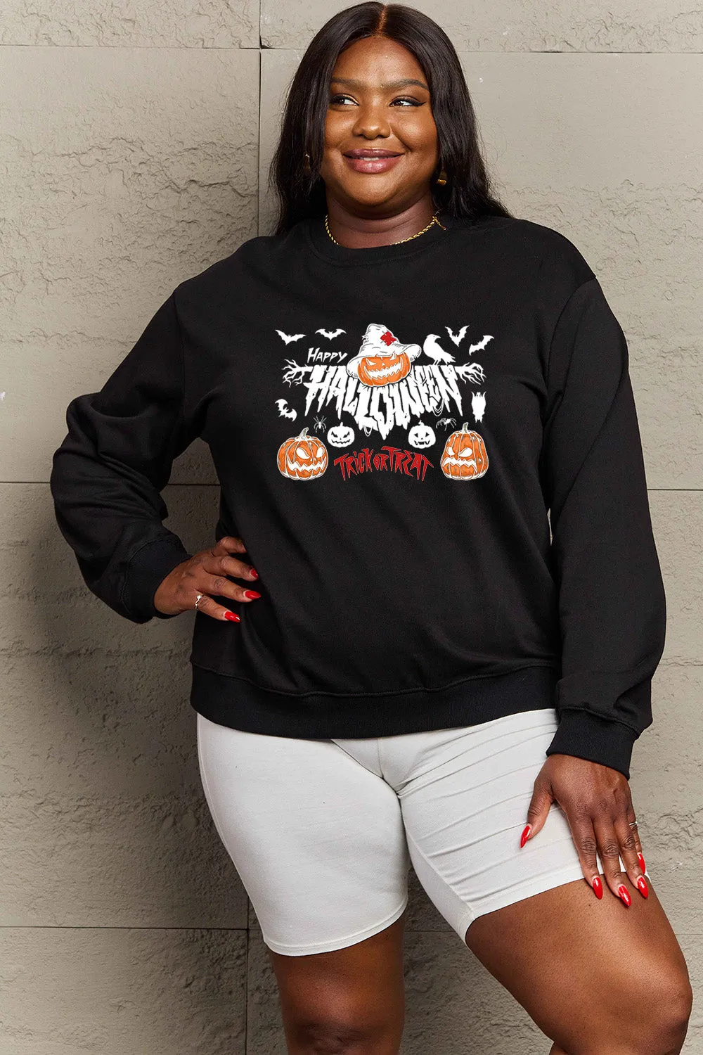 HAPPY HALLOWEEN TRICK OR TREAT Graphic Sweatshirt