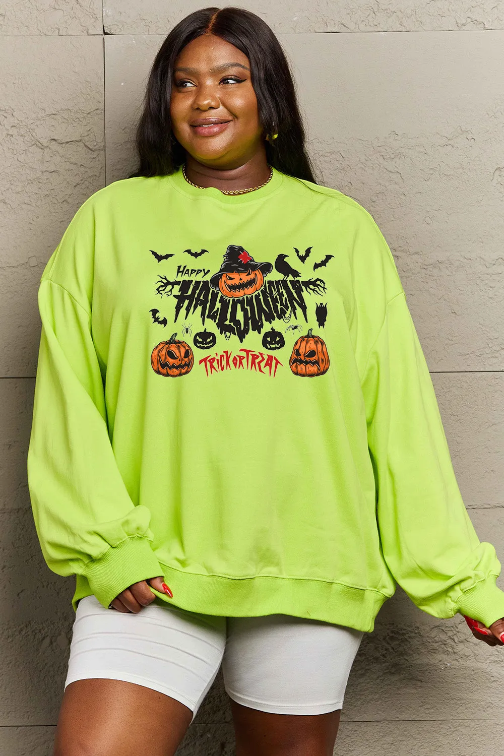 HAPPY HALLOWEEN TRICK OR TREAT Graphic Sweatshirt