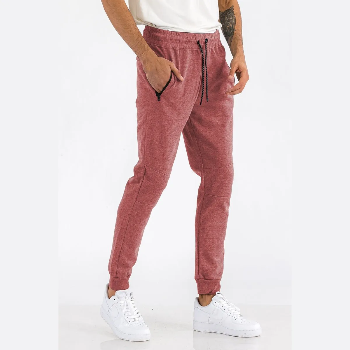 Heathered Red Cotton Sweatpants