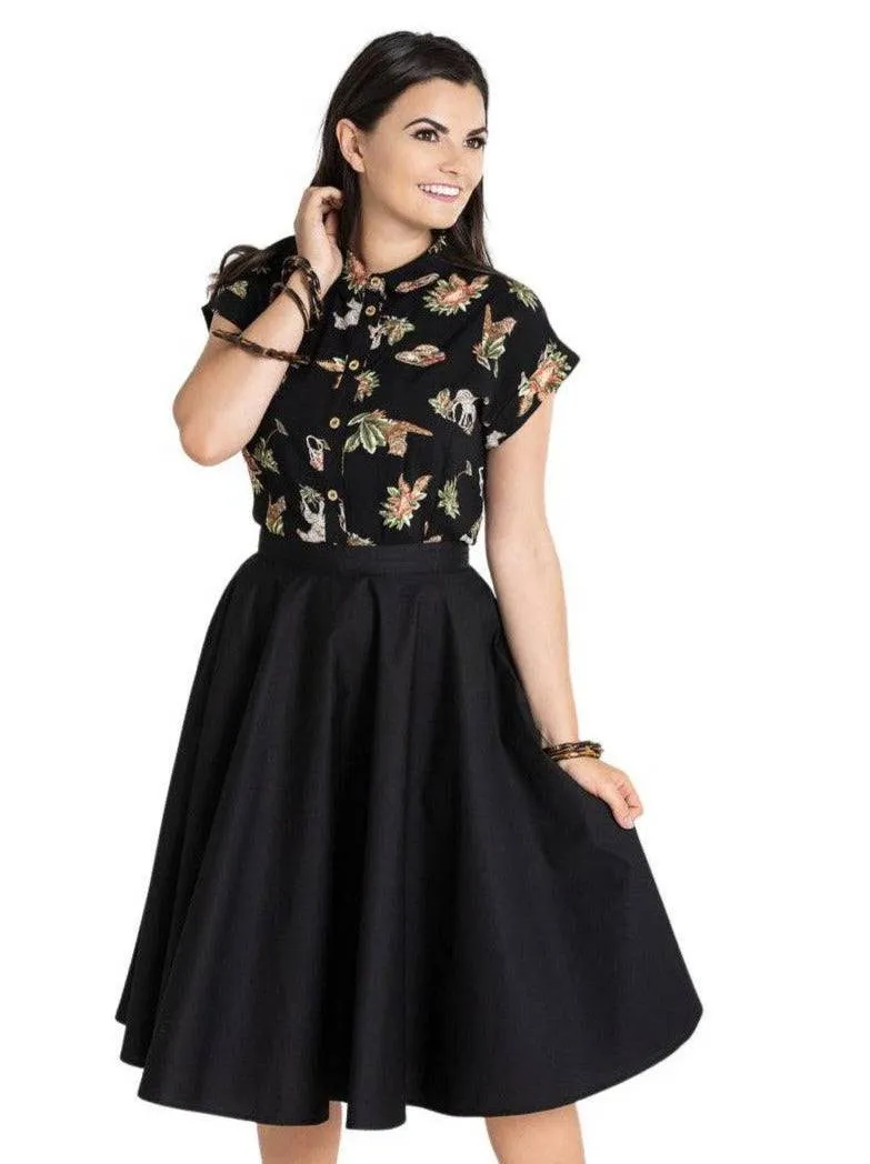 HELL BUNNY PAULA BLACK CIRCLE SKIRT