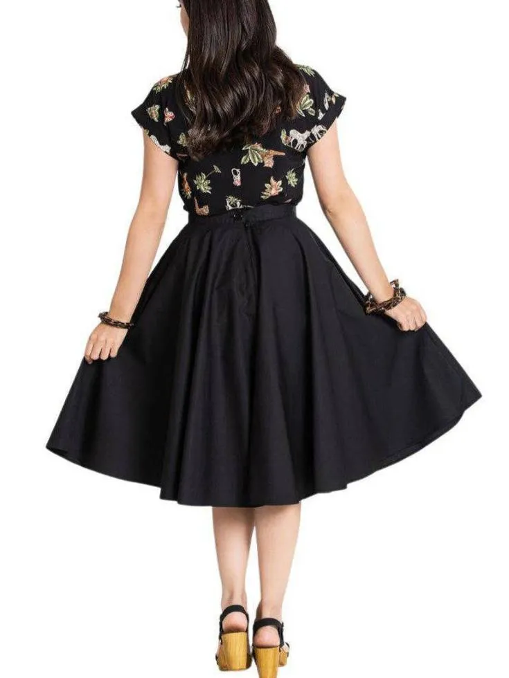 HELL BUNNY PAULA BLACK CIRCLE SKIRT