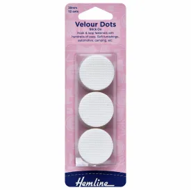 Hemline Stick-On White Hook and Loop Dots - 30mm (8 Sets)