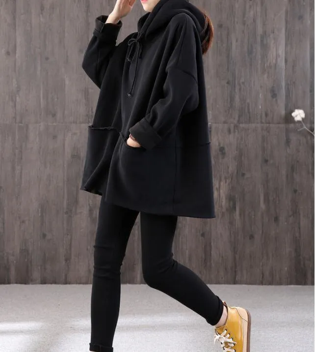 Hooded Loose Blouse Spring Tunic Casual Women Shirts Cotton Tops WG961707