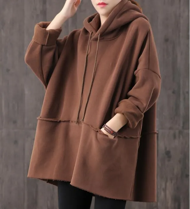 Hooded Loose Blouse Spring Tunic Casual Women Shirts Cotton Tops WG961707