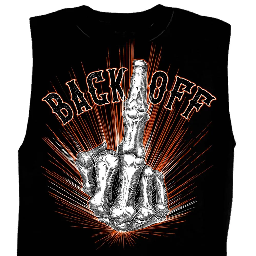 Hot Leathers GMT3453 Mens Bone Finger "Back off" Black Sleeveless Shooter Tank Top Shirt