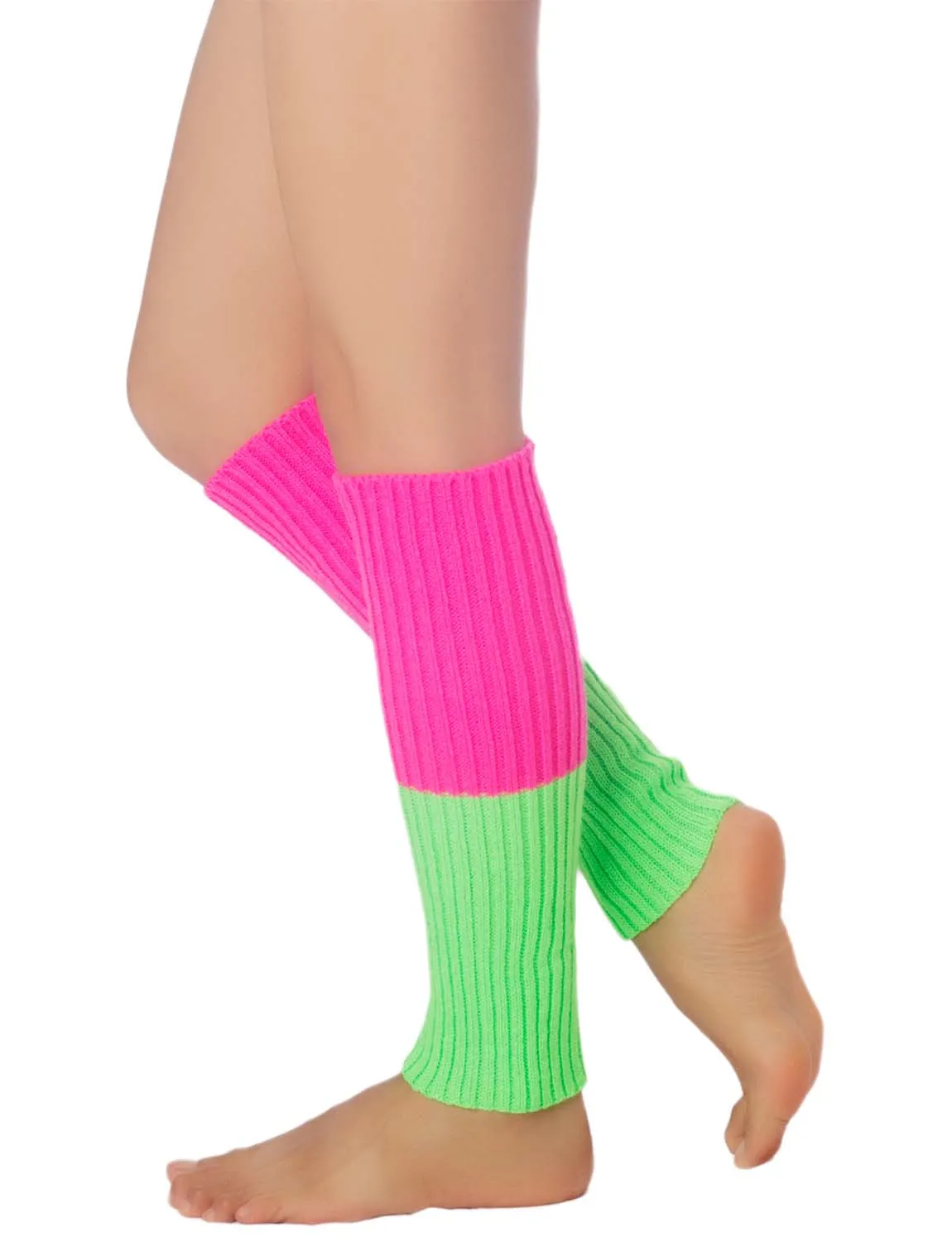 iB-iP Women's Leg Warmers Ballet Dancers Neon Lime Green Warm Aerobics Costume