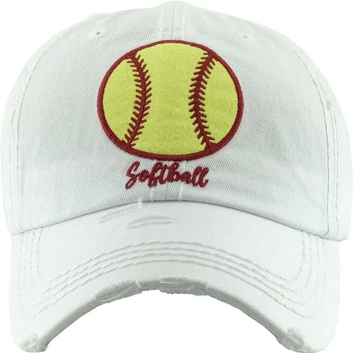 KBV1298 "Softball" Vintage Washed Ball Cap