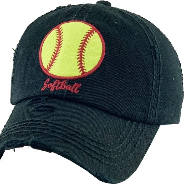 KBV1298 "Softball" Vintage Washed Ball Cap