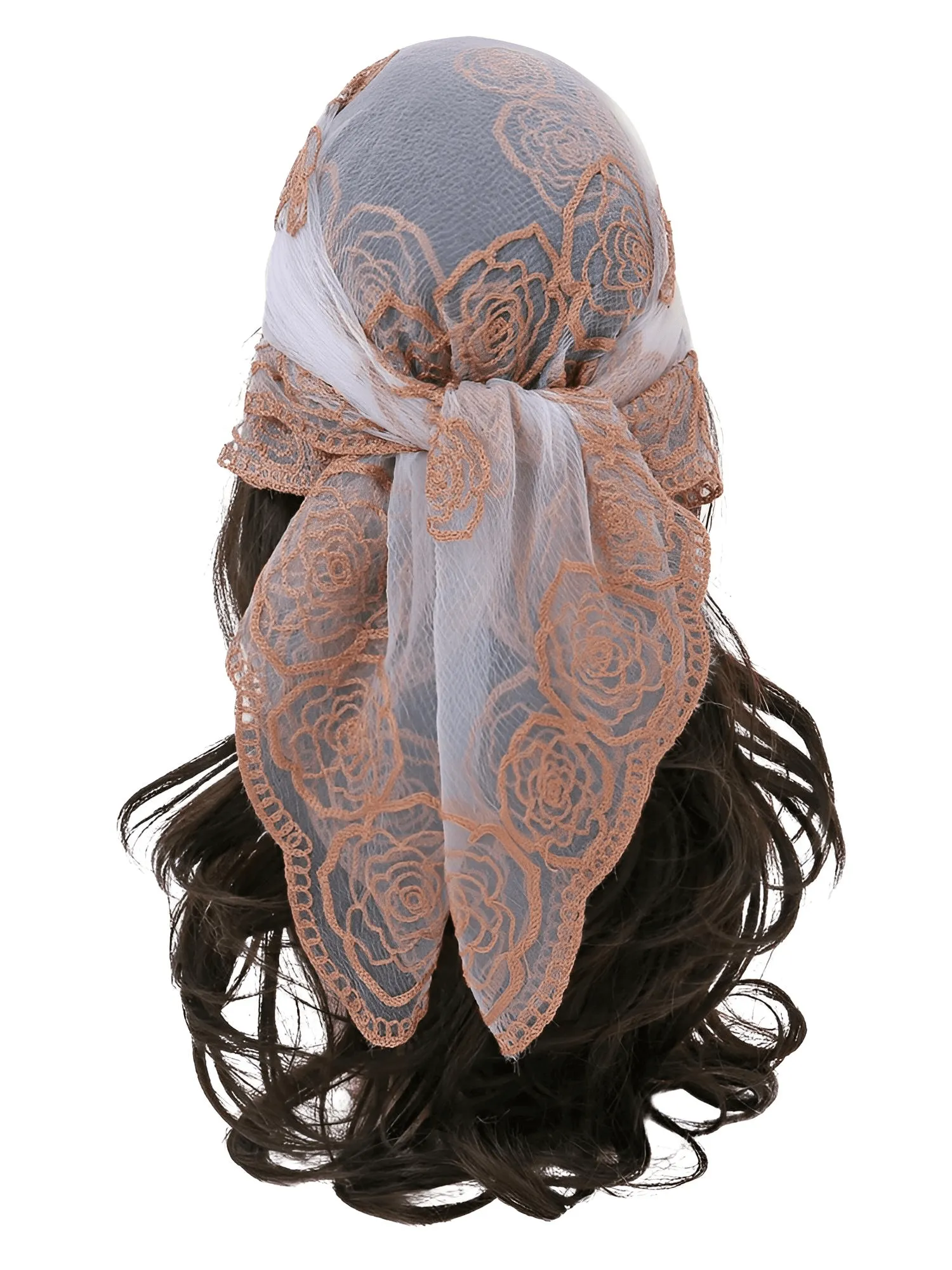 Lace Square Bandana Scarves Style Rock Embroidery Floral Headband Net See Through Headscarf