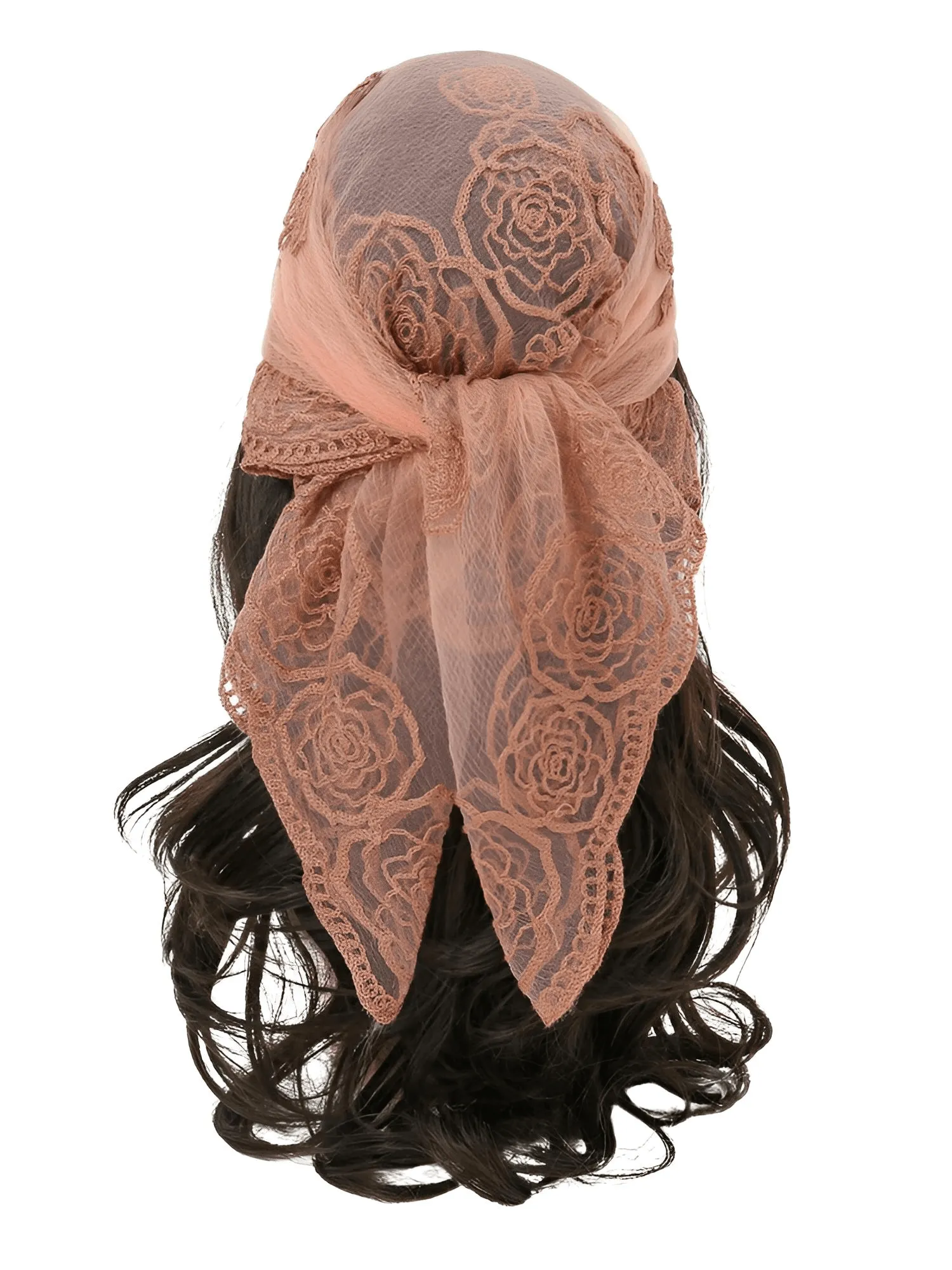 Lace Square Bandana Scarves Style Rock Embroidery Floral Headband Net See Through Headscarf