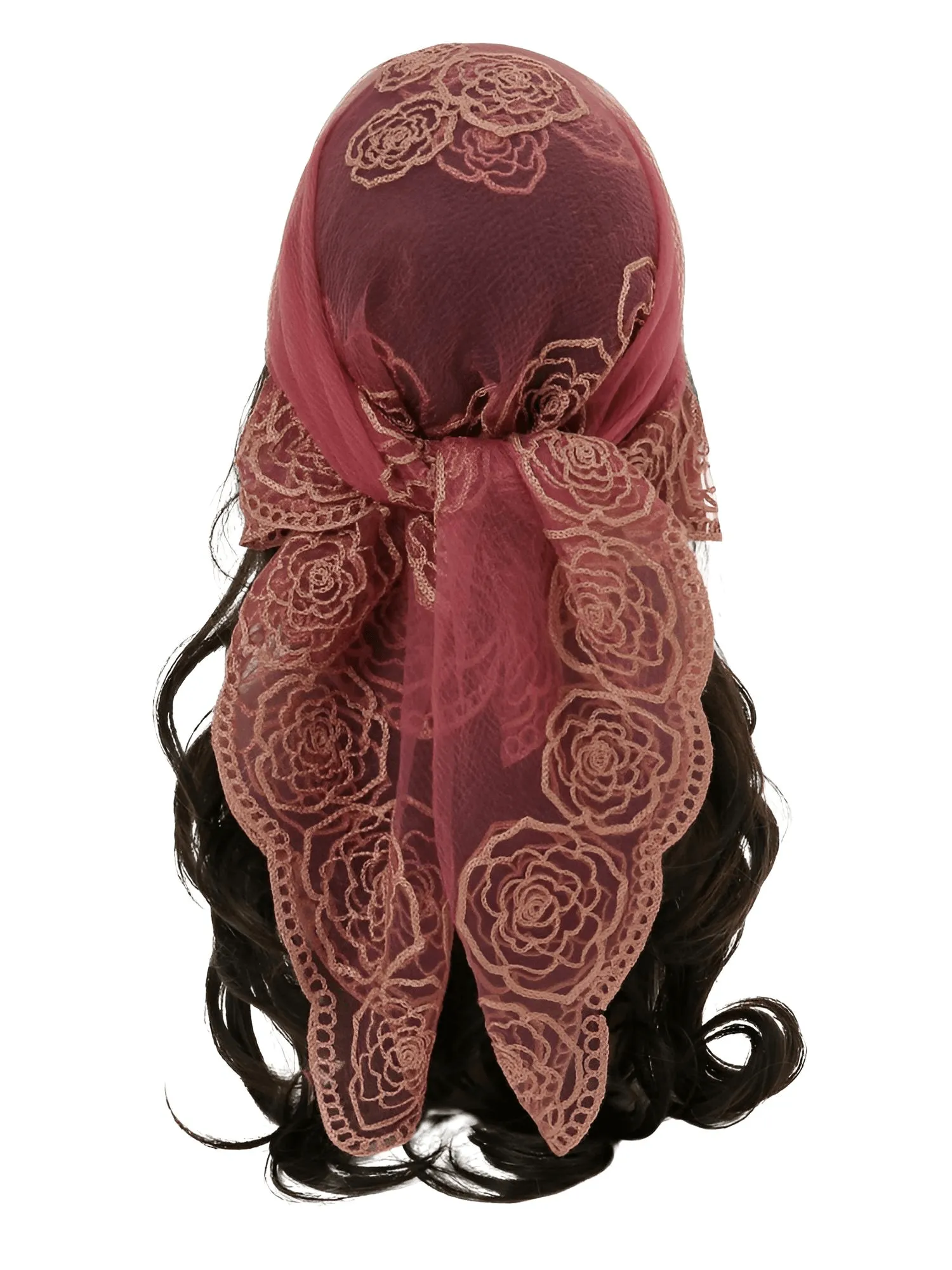 Lace Square Bandana Scarves Style Rock Embroidery Floral Headband Net See Through Headscarf