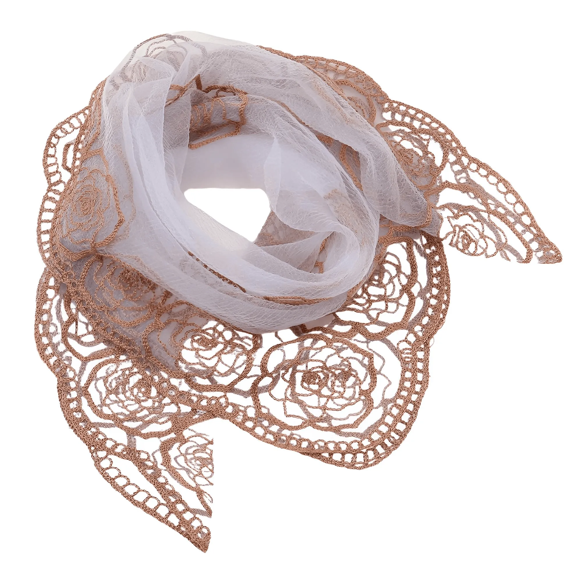 Lace Square Bandana Scarves Style Rock Embroidery Floral Headband Net See Through Headscarf