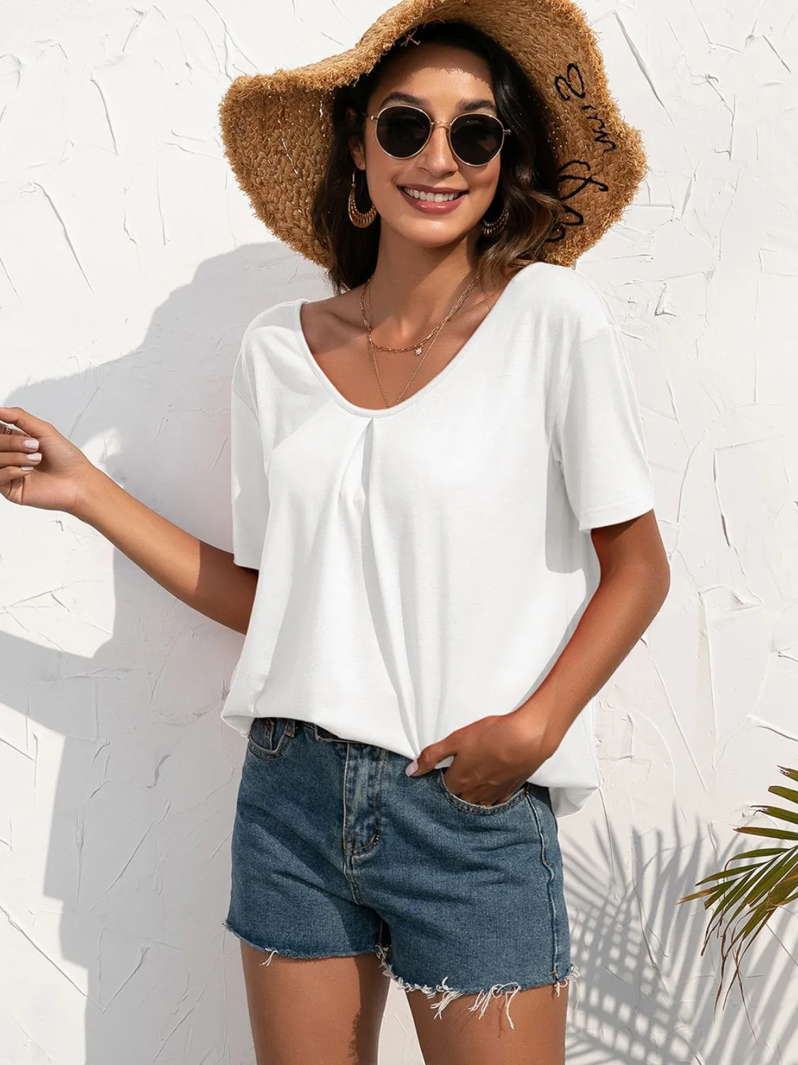 Lace Trim Short Sleeve Top