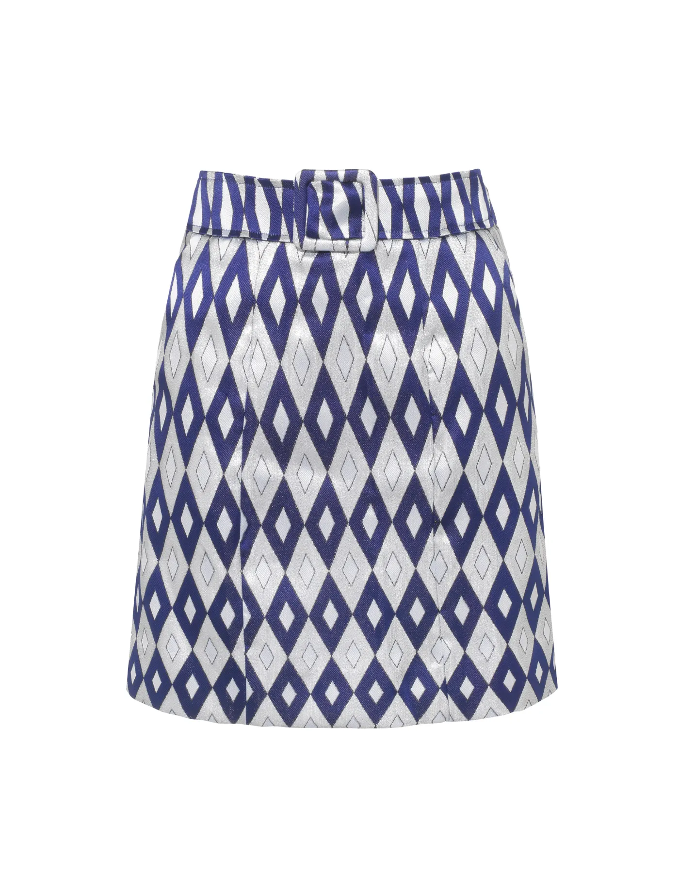 Leonie Blue Mirror Print Silk Jacquard Mini Skirt