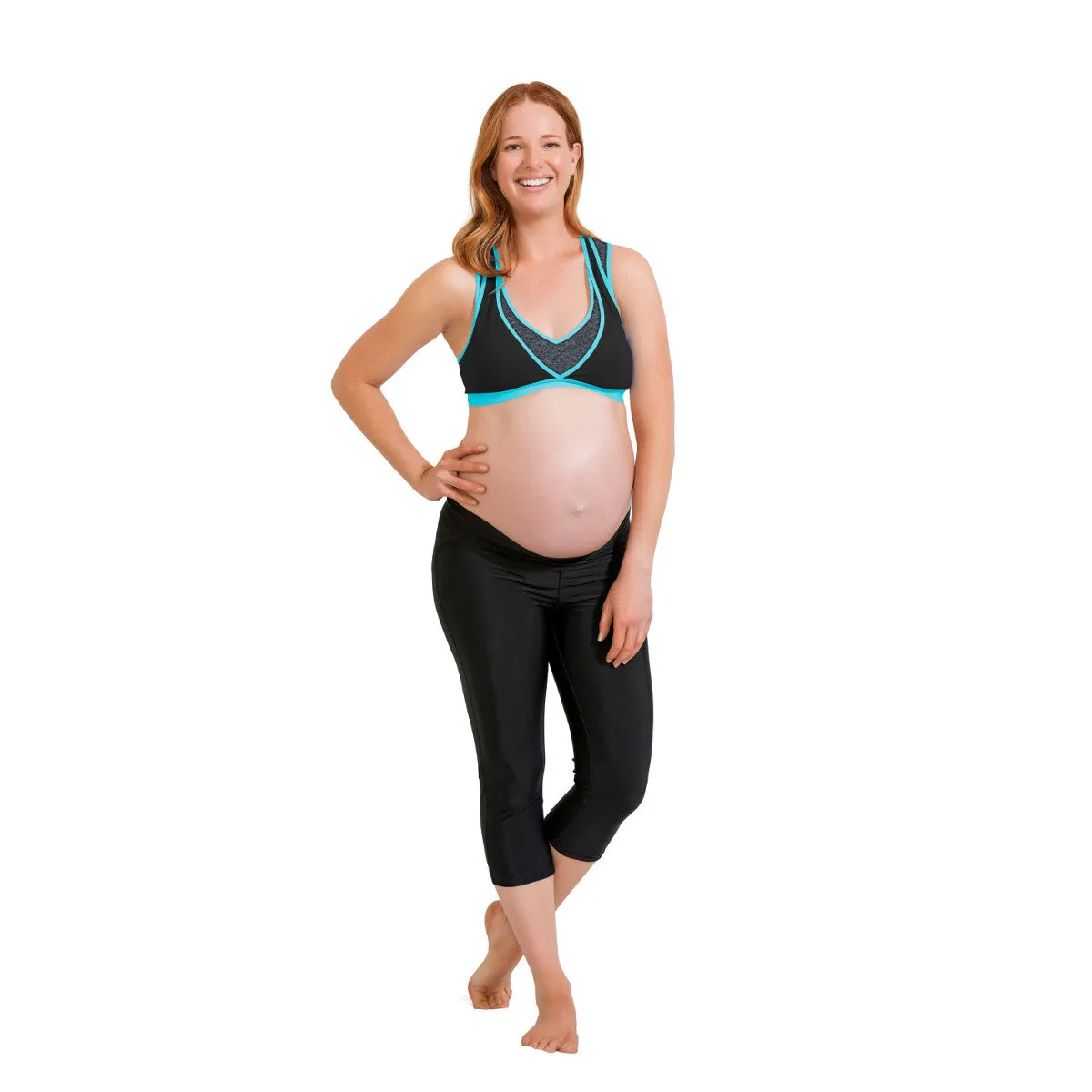 Lotus Teal Blue Yoga Nursing Breast Pump Bra - Cake