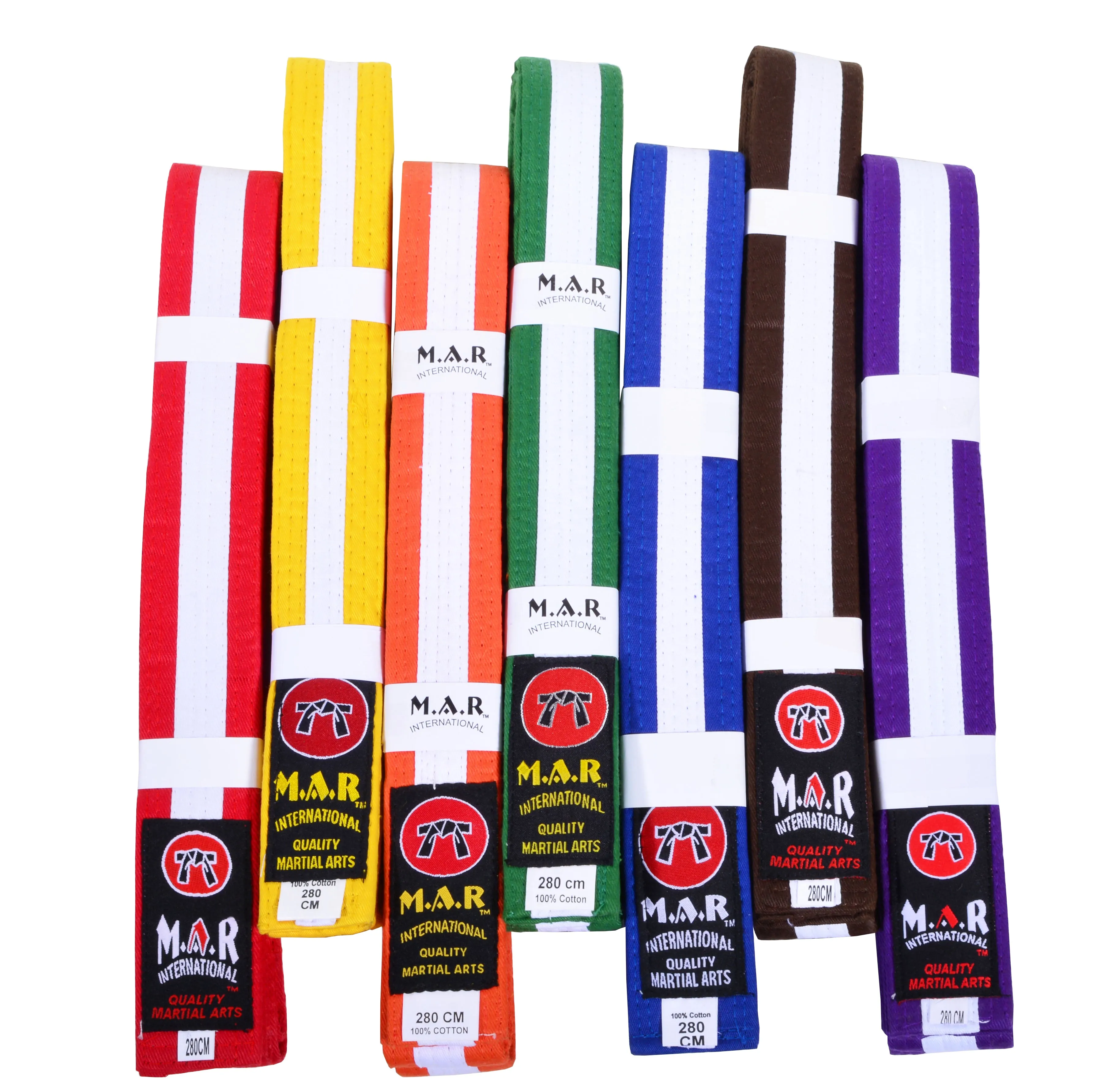 MAR-076 | Coloured Striped Grading Belts (K-T)