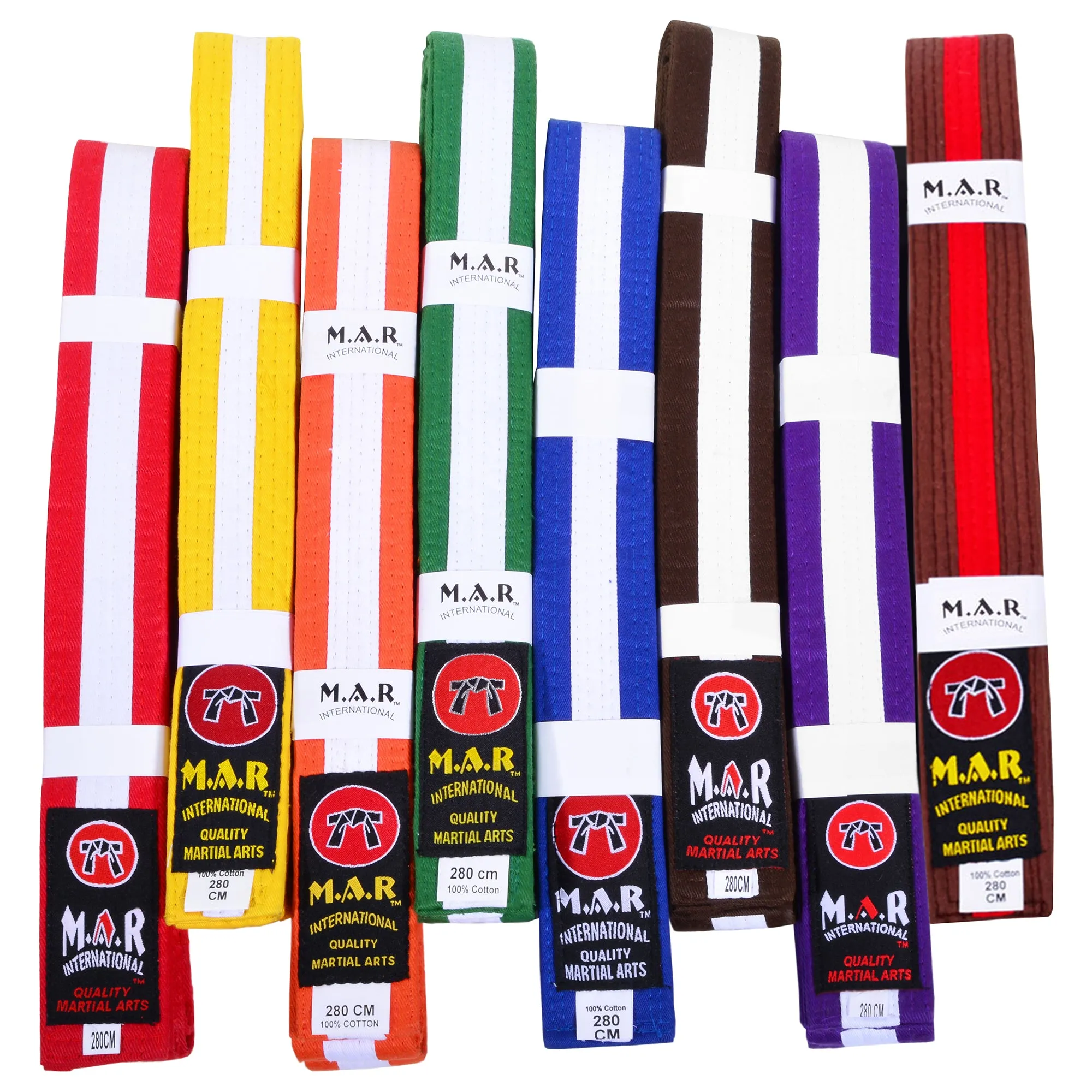 MAR-076 | Coloured Striped Grading Belts (K-T)