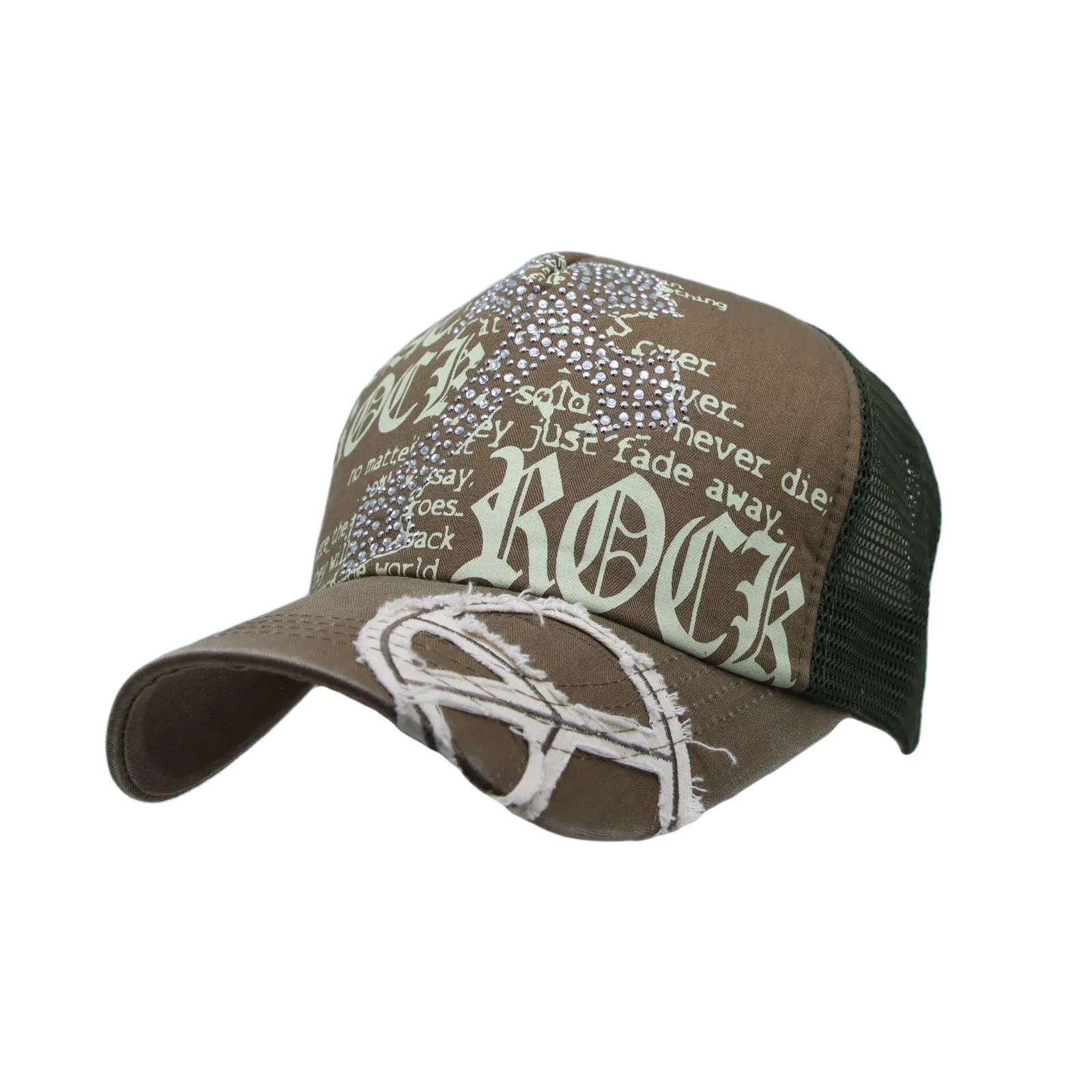 Meshed Baseball Cap Cross Rhinestones Trucker Hat KR11338