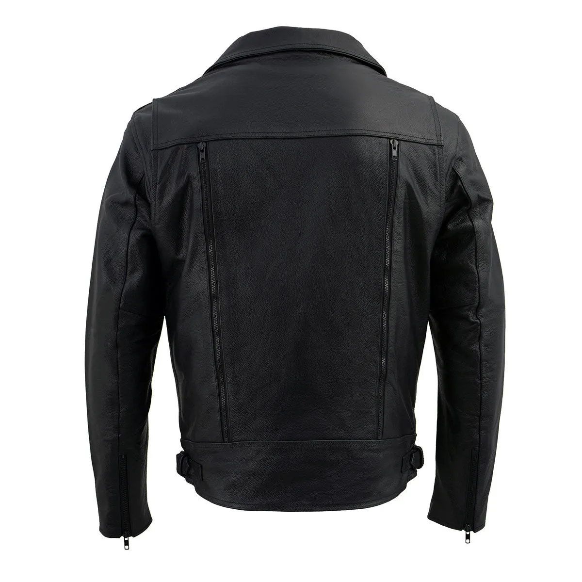 Milwaukee Leather LKM1760 Men's Black Leather Motorcycle Jacket with Utility Pockets