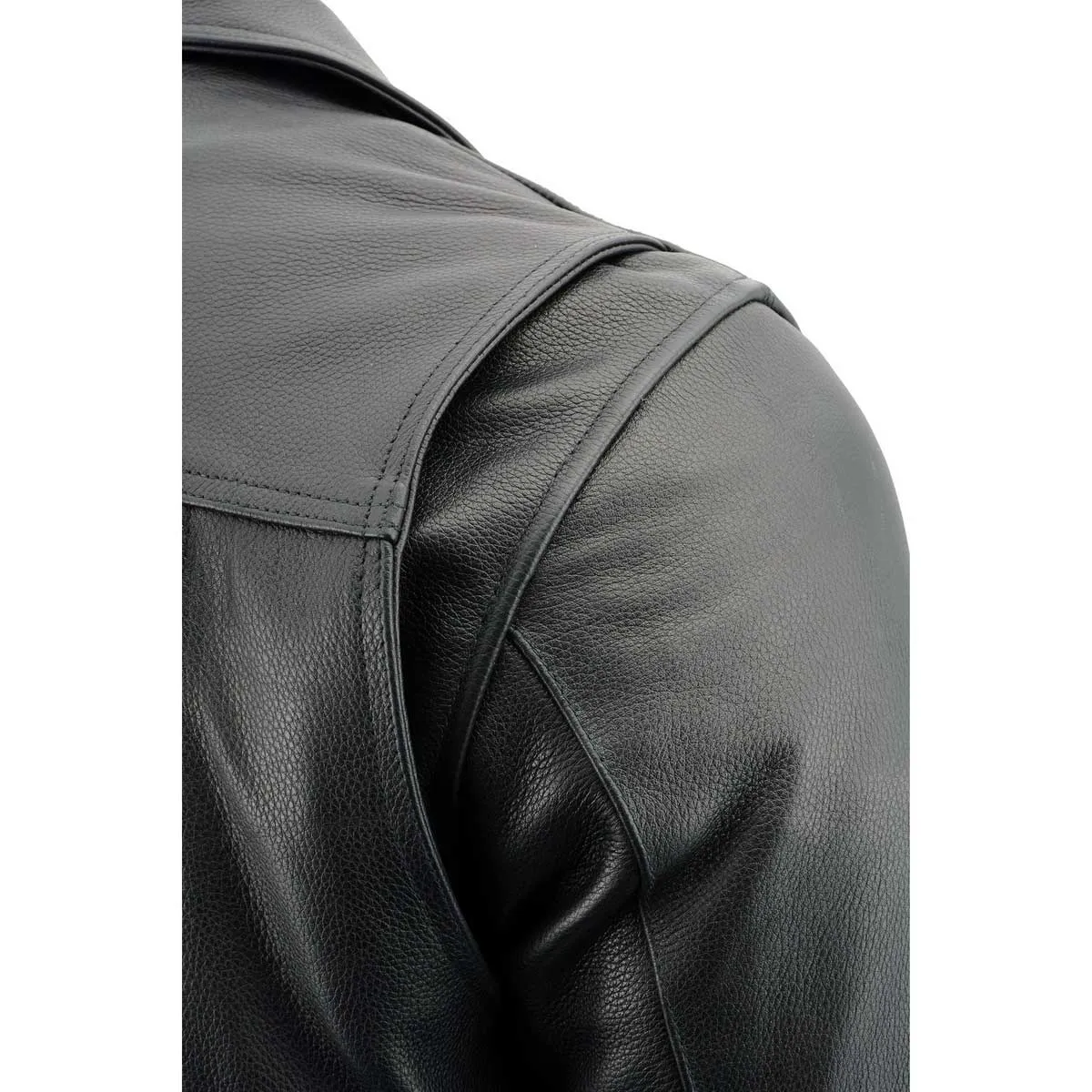 Milwaukee Leather LKM1760 Men's Black Leather Motorcycle Jacket with Utility Pockets