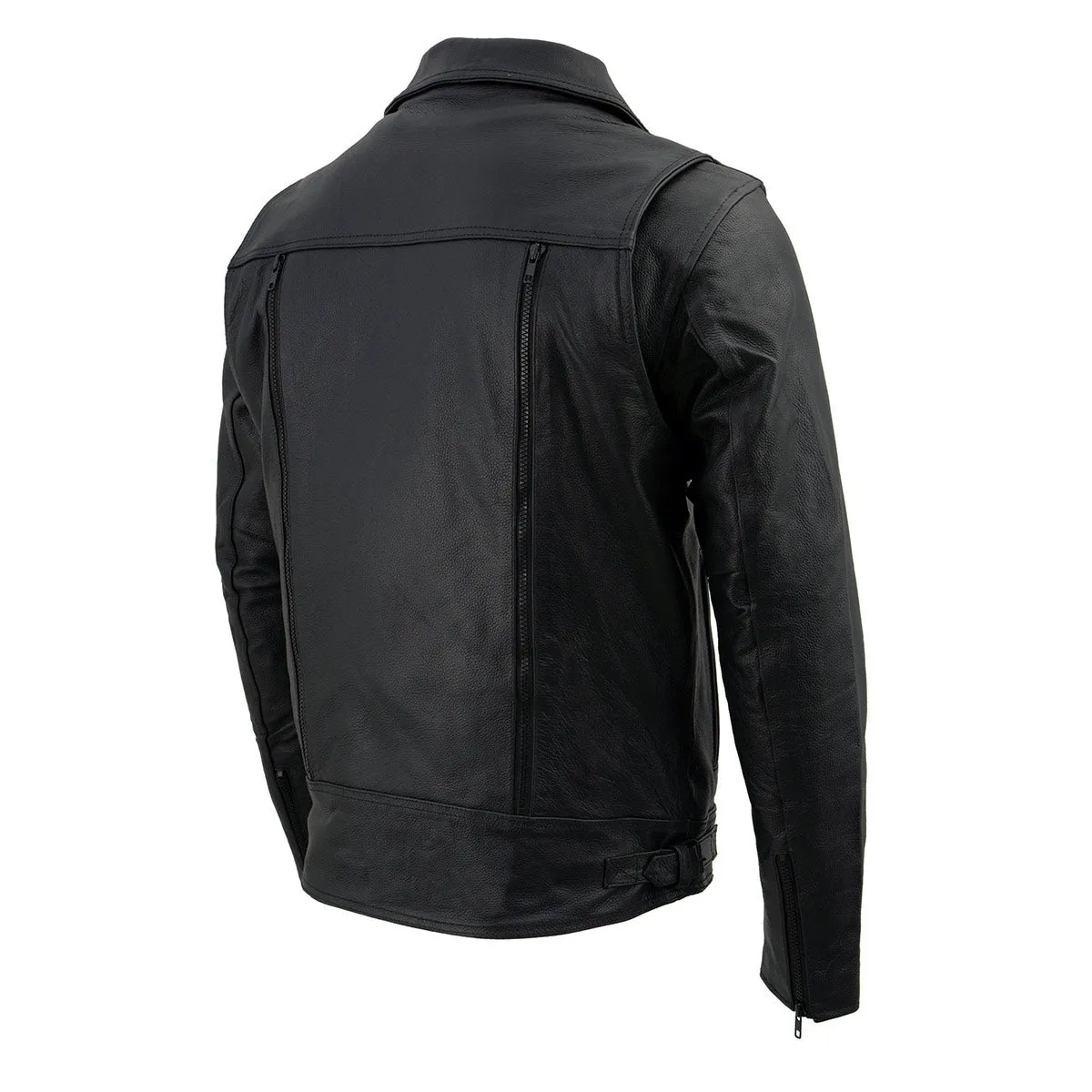 Milwaukee Leather LKM1760 Men's Black Leather Motorcycle Jacket with Utility Pockets