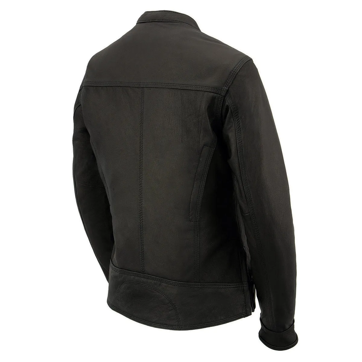 Milwaukee Leather MLL2551 Women's Scooter Black Leather Vented Lightweight Triple Stitch Motorcycle Jacket