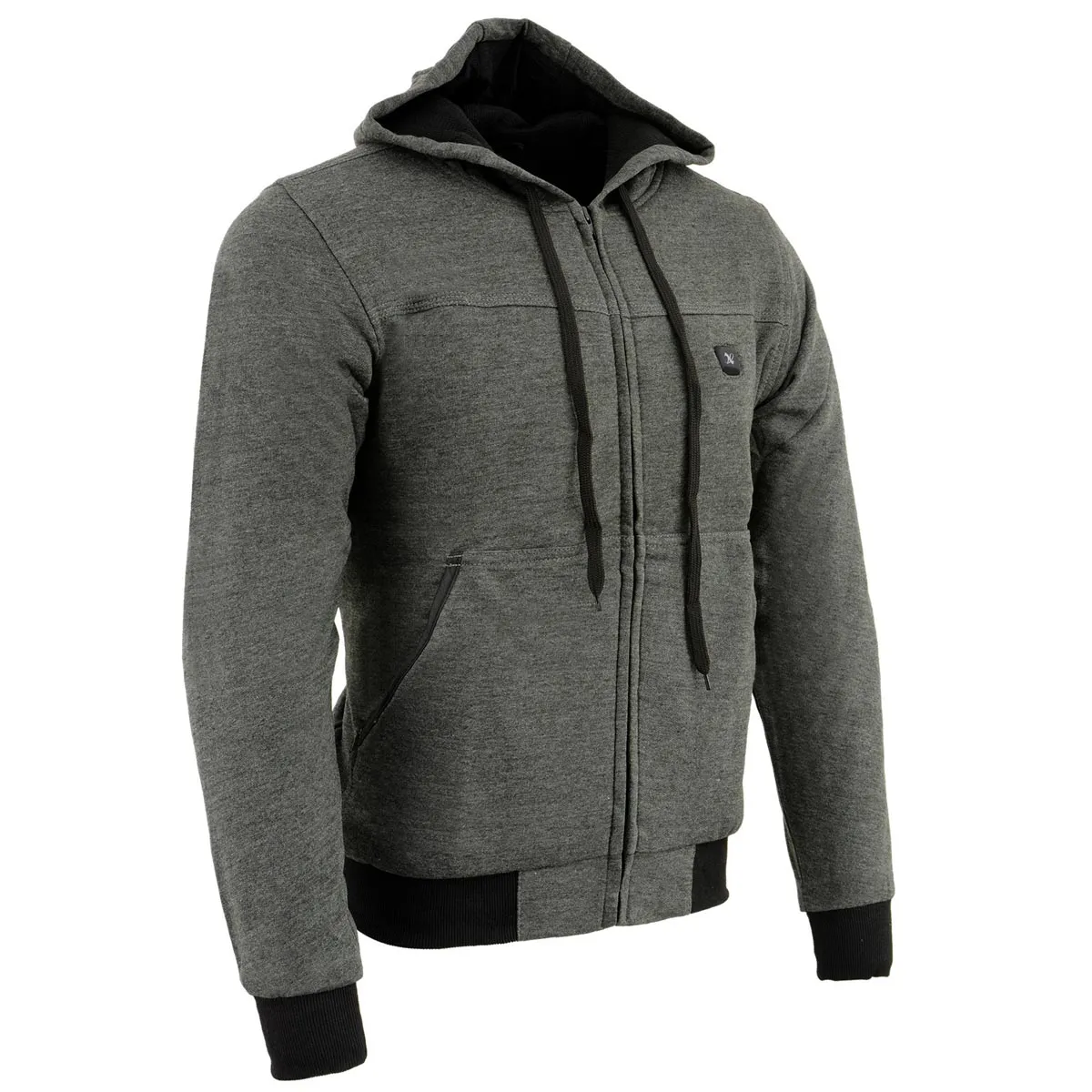 Nexgen Heat NXM1713SET Men's “Fiery’’ Heated Hoodie - Grey Zipper Front Sweatshirt Jacket for Winter w/Battery Pack