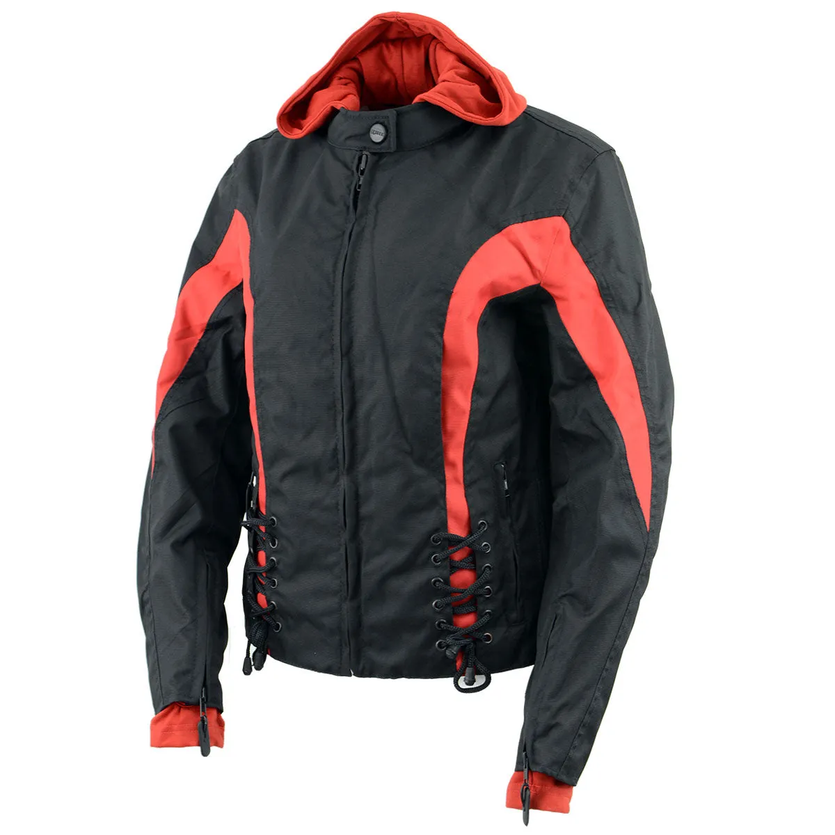 NexGen SH1998 Ladies Red and Black Textile Racer Jacket with Removable