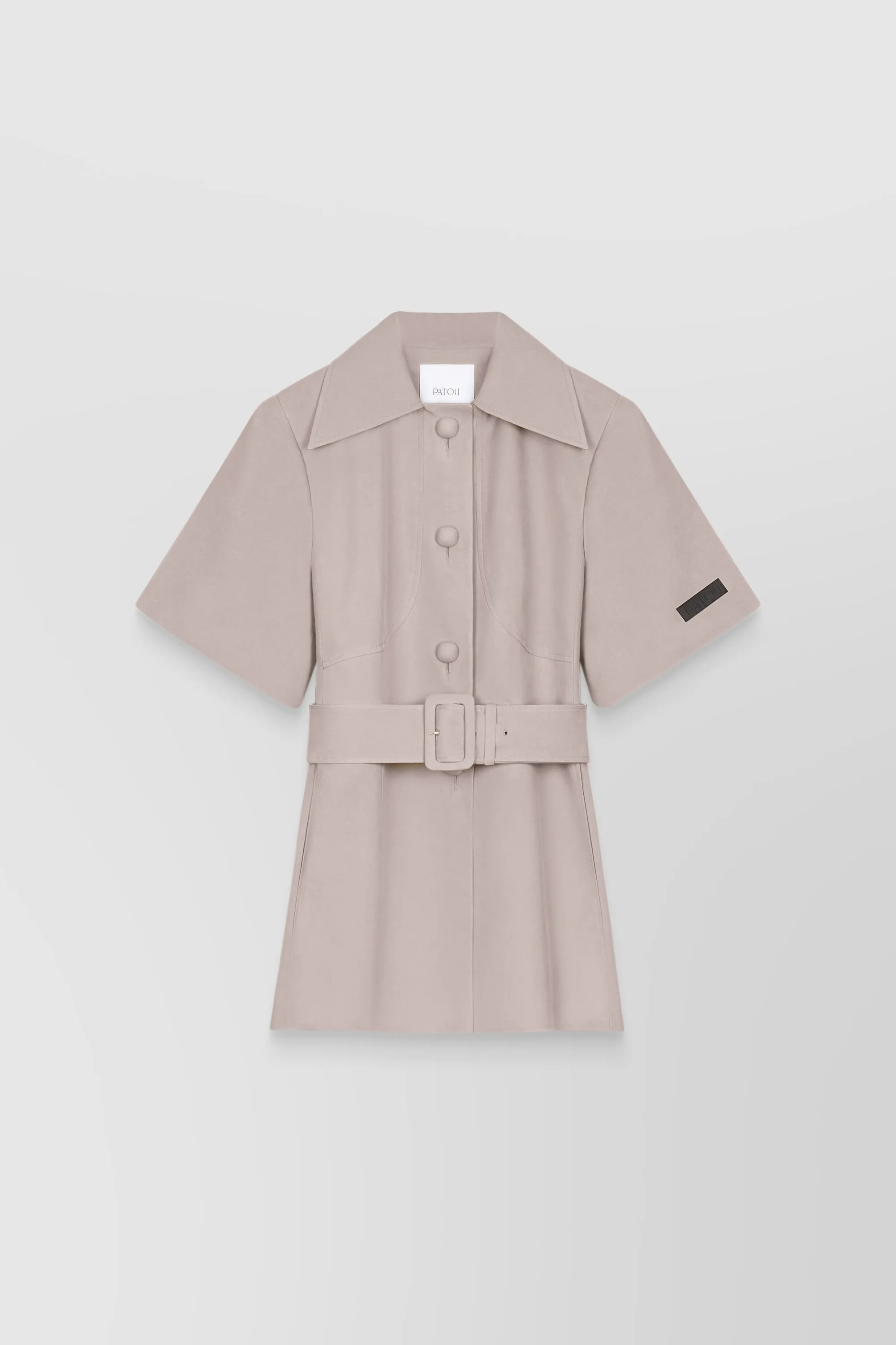 Organic cotton and wool short sleeved belted jacket